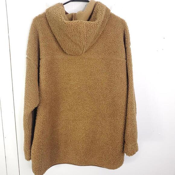 Old Navy Sweatshirt Womens Large Sherpa Quarter Zip Chocolate Pot Hoodie - Picture 9 of 9